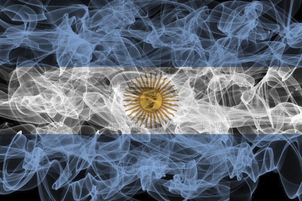Argentina Smoke Flag on Black Background, Argentina flag