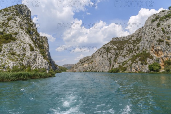 Rocks along the banks of the river in the national park Krka, Croatia, Europe