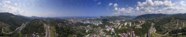 Aerial panorama view on Sochi city at summer, Russia, Europe
