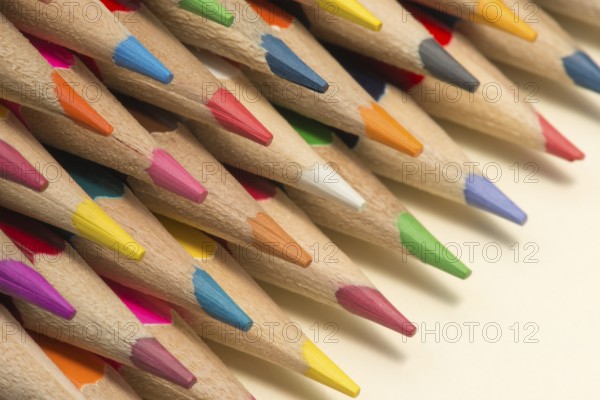 Abstract composition of a set wooden colour pencils