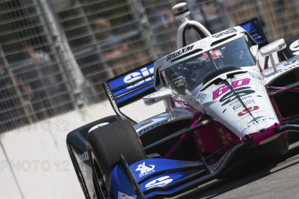 NTT INDYCAR SERIES driver, Felix Rosenqvist (60) of Varnamo, Sweden, travels through the turns during a practice session for the Ontario Honda Dealers Indy Toronto at Streets of Toronto in Toronto ON, Europe