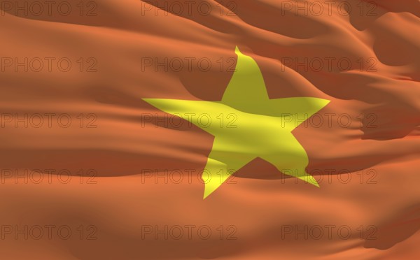 Fluttering flag of Vietnam on the wind