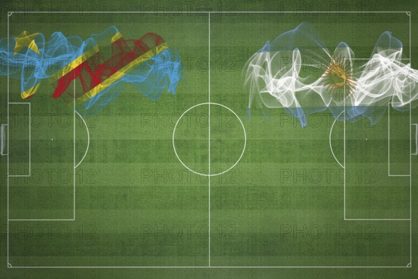 Democratic Republic of Congo vs Argentina Soccer Match, national colors, national flags, soccer field, football game, Competition concept, Copy space