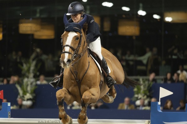 Angelica Augustsson Zanotelli of Sweden competes in 1.60m FEI Jumping World Cup at Jumping Amsterdam in Amsterdam, The Netherlands, Europe