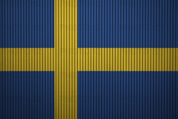 Sweden Flag painted on the cracked grunge concrete wall