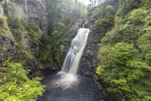 Falls of Foyers, waterfall at high water level, Foyers, Inverness, Highlands, Scotland, Great Britain