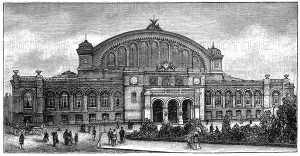 Historic illustration of Anhalter Bahnhof station, 19th century, Berlin, Germany, Europe, Anhalter Bahnhof, Berlin, Deutschland, historische Zeichnung, 19. Jahrhundert, Europe