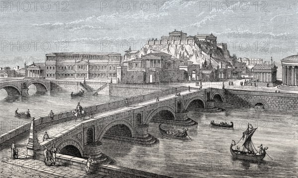 Reconstruction of the Capitoline Hill, Milvian Bridge Rome, Italy, Europe