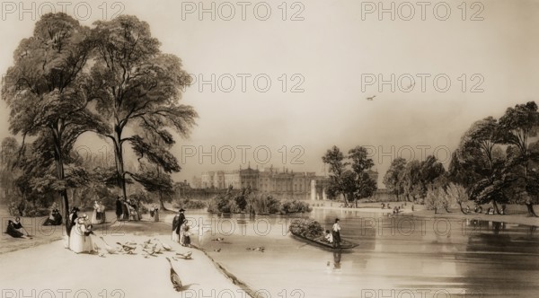 St James's Park, Buckingham Palace, London, England, after Thomas Shotter Boys, 1842
