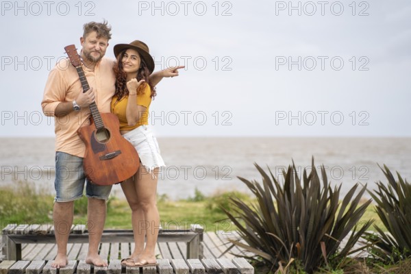 Musicians couple. Flyer template with copy space