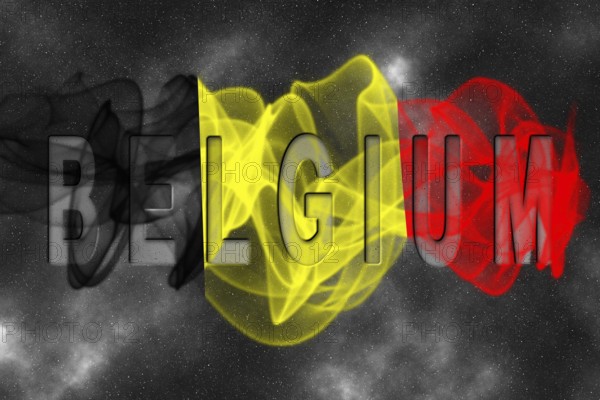Belgium Flag with Starry Background Smoke Effect
