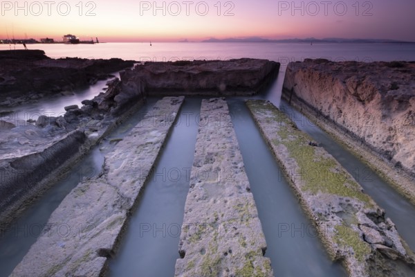 Irrigation canal of the salt flats, Sa Siquia, la Savina, Formentera, Pitiusas Islands, Balearic Community, Spain, Europe