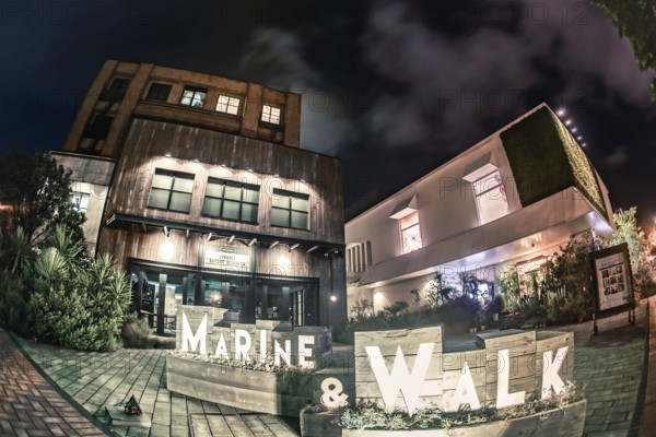 Night view of Yokohama Marine Walk (Minato Mirai). Shooting Location: Yokohama-city kanagawa prefecture