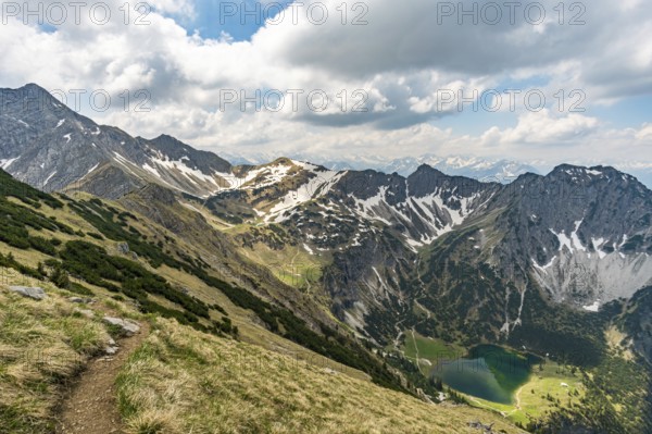Entschenkopf crossing with a fantastic panoramic view of the Upper and Lower Gaisalpsee and the Allgau Alps
