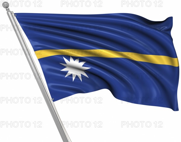 Flag of Nauru, isolated on white