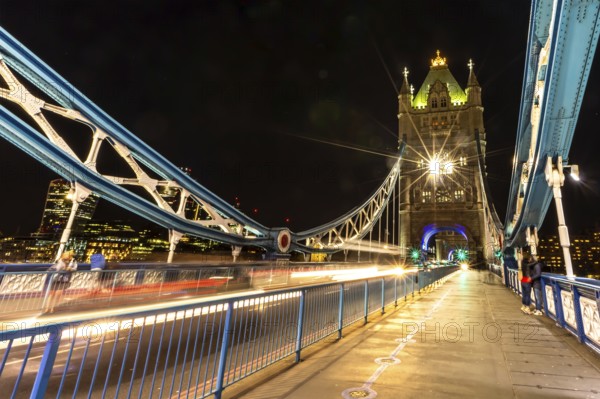 Tower Bridge in London, UK, United Kingdom. Europe. Long exposure and night shot