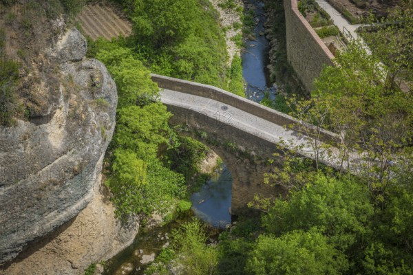 Puente de las Curtidurías is another name for the Puente de San Miguel or the Puente Árabe, which is the oldest and smallest bridge in Ronda that spans the Tajo gorge