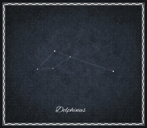 Delphinus star constellation, Night sky, Cluster of stars, Deep space, Dolphin constellation