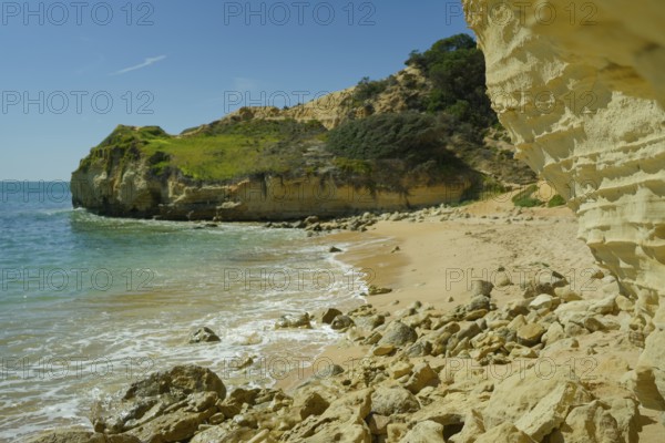 Rocky Algarve near Albufeira, Algarve, Atlantic, Atlantic Ocean, Sea, Rocks, Portugal, European Union, Europe