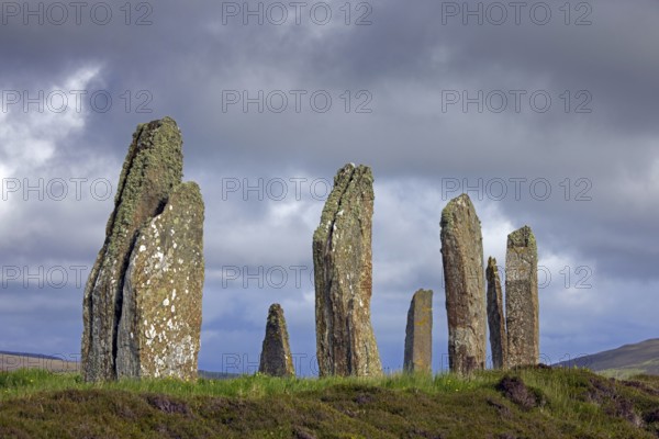 Ring of Brodgar, Brogar, Neolithic henge and stone circle of standing stones near Stromness on Mainland, largest island in Orkney, Scotland, UK