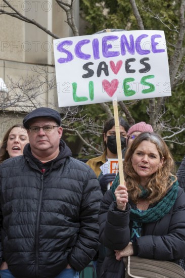 Detroit, Michigan USA - 7 March 2025 - The 'Stand Up for Science' rally at Wayne State University. It was part of a National Day of Action to Defend Scientific Research Funding, responding to the Trump Administration's budget cuts for various scientific research
