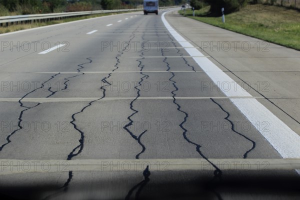 Repaired motorway, need for renovation, Germany, Europe