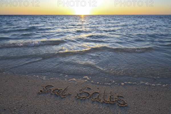 Sal Salis lettering in the sand, Cape Range National Park, Ningaloo Reef, near Exmouth, Western Australia, Australia, Oceania