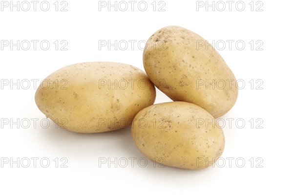 New potatoes isolated on white background. Raw potato
