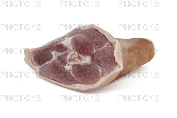 Fresh raw pork shank isolated on white background