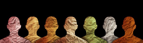Different cultures in international society concept. Diverse group of multiethnic multicultural people silhouette