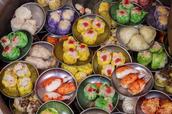 Dumplings, dumplings, colourful, old town of George Town, Georgetown, Penang Island, Malaysia, Southeast Asia, Asia