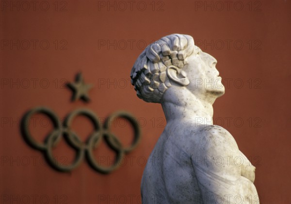 Athlete Statue, Olympic Rings, Foro Italico, Rome, Lazio, Olympia, Italy, Europe