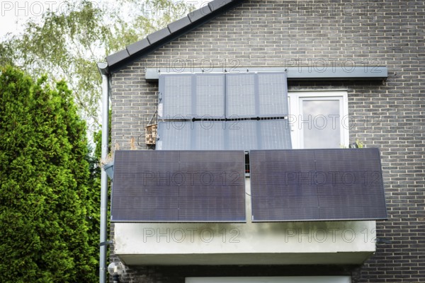 Balcony power station on a detached house in Monheim am Rhein, Germany, Europe