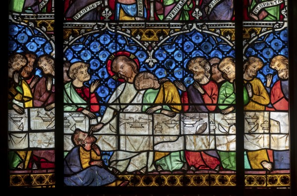 Strasbourg Cathedral, Cath?drale Notre-Dame de Strasbourg, south aisle, 3rd window from the west, Passion story, Last Supper
