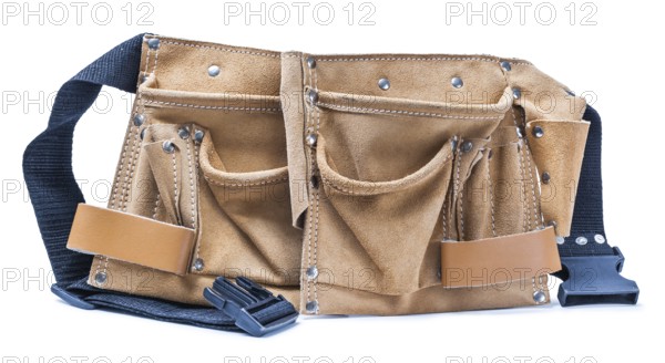 Leather toolbelt isolated on white