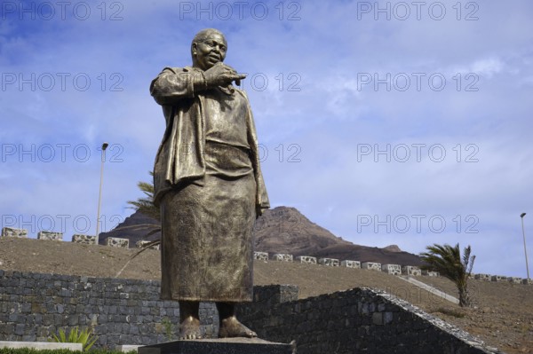 Statue of Cesaria Evora, famous singer, Cesaria Evora Airport, Aeroporto Internacional Cesaria Evora, Airport, Mindelo, Sao Vicente, Cape Verde, Africa