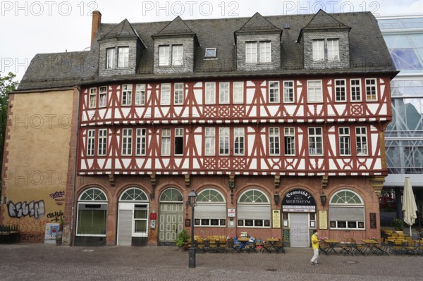 Wertheim House, Wertheym House, Brau-Stuebl, half-timbered house, Fahrtor, Old Town, Downtown, Frankfurt am Main, Hesse, Brau-Stübl, Germany, Europe