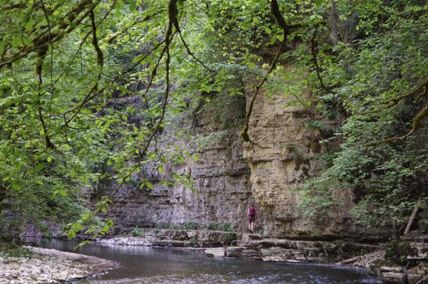 Walking Trail, Amselfelsen, Wutachschlucht, Wutach Canyon, Wutach River, between Bachheim and Wutach Mill, Southern Baar, Baden Wuerttemberg, Germany, Europe