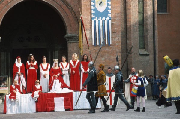 People in costumes, Palio parade, Alba, Piedmont, Italy, People in costumes, Palio parade, Alba, Piedmont, Italy, Europe
