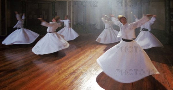 Traditional ceremony of the dervishes, Galata Mevlevihanesi, Istanbul, Turkey, Asia
