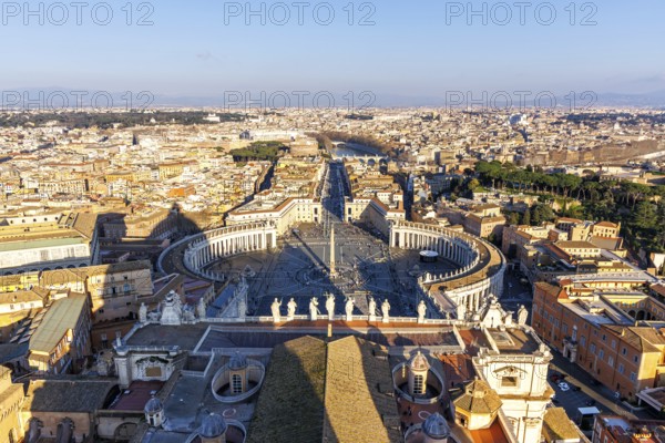 Rome St Peter's Square in the Vatican Skyline from above in Rome, Italy, Europe