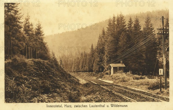 Historical postcard, picture postcard, Innerstetal, Harz, railway line between Lautenthal and Wilgemann, Lower Saxony, Germany, digitally enhanced reproduction of an original from around 1900, picture postcard, Europe