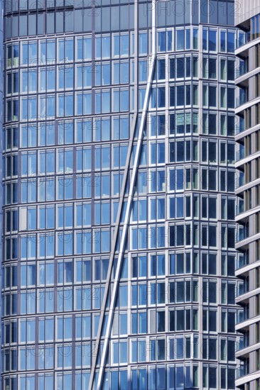 Frankfurt skyline skyscrapers facade skyscraper buildings banks modern work offices in Frankfurt, Germany, Europe
