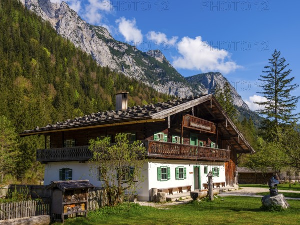 National Park Information Centre in a traditional farmhouse at Hintersee, above the Reiteralpe, Ramsau bei Berchtesgaden, Berchtesgadener Land, Upper Bavaria, Bavaria, Germany, Europe