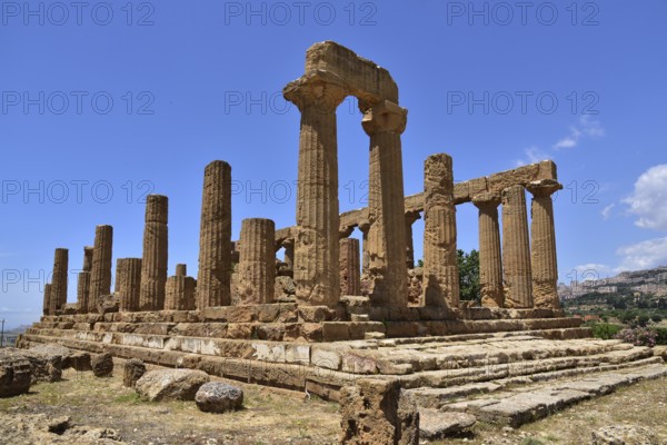 Temple of the goddess Juno in the Valley of the Temples near Agrigento, Sicily, Italy, Europe