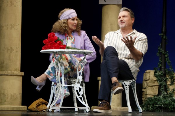 Caroline Beil and Hardy Krüger jr. at the photo rehearsal of Fisch sucht Fahrrad at the Schlossparktheater in Berlin on 14.05.2025