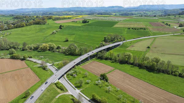 Dilapidated bridges. Aichtal Bridge on the B 312 federal road. 1161 metres long, the bridge needs to be demolished and replaced. Aichtal, Baden-Württemberg, Germany, Europe