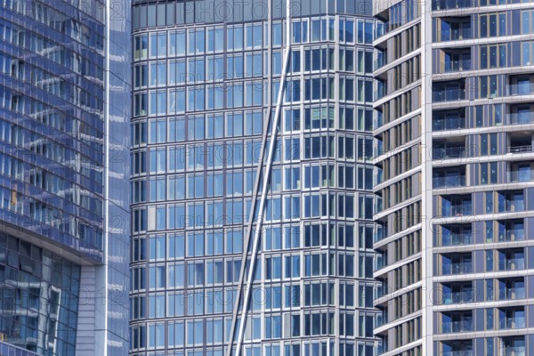 Frankfurt skyline skyscrapers facade skyscraper buildings banks modern work offices in Frankfurt, Germany, Europe