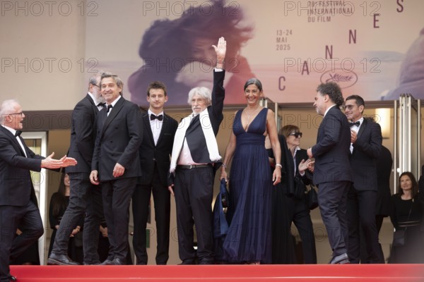 Cannes, France - 22.5.2024: Gustave de Kervern, Frédéric Niedermayer, Louis-Do de Lencquesaing, Pierre Richard, Timi-Joy Marbot and Ceyla Lacerda during the - La Venue De L'avenir (Colours Of Time) - Red Carpet during the 78th Cannes International Film Festival. The film festival takes place from 13 to 24 May 2025