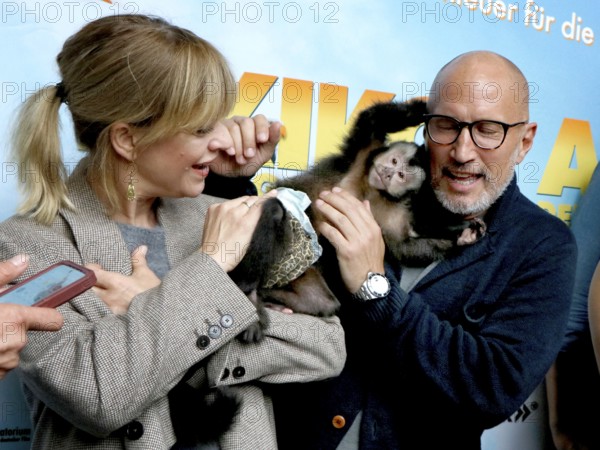 Heike Makatsch and Benno Fürmann at the Berlin premiere of AKIKO - DER FLIEGENDE AFFE at the Filmtheater am Friedrichshain in Berlin on 25 May 2025